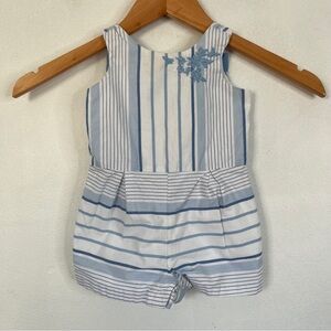 Janie and Jack Striped Romper Coastal Sailor White Blue Girls 24M